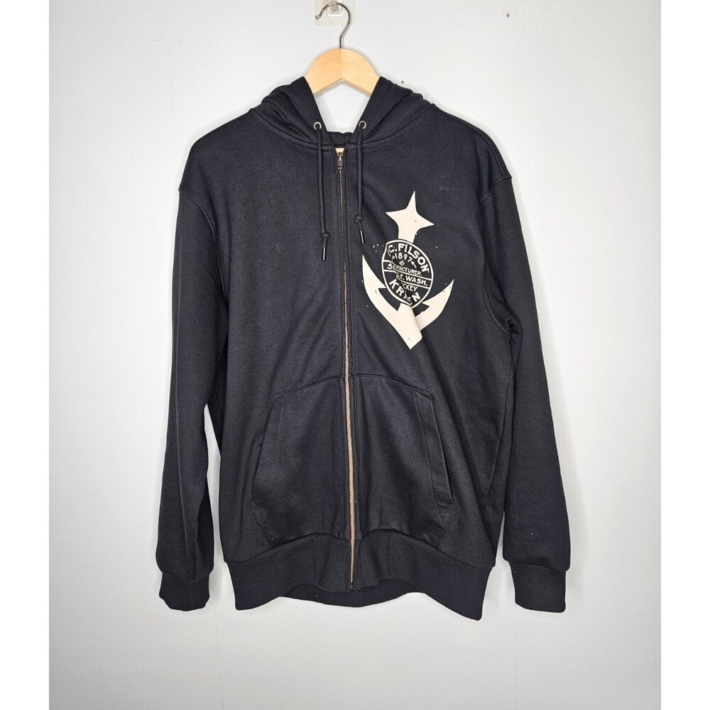C.C. FILSON Seattle Kraken Hoodie Men’s Size Large Black Anchor Graphic NHL Zip